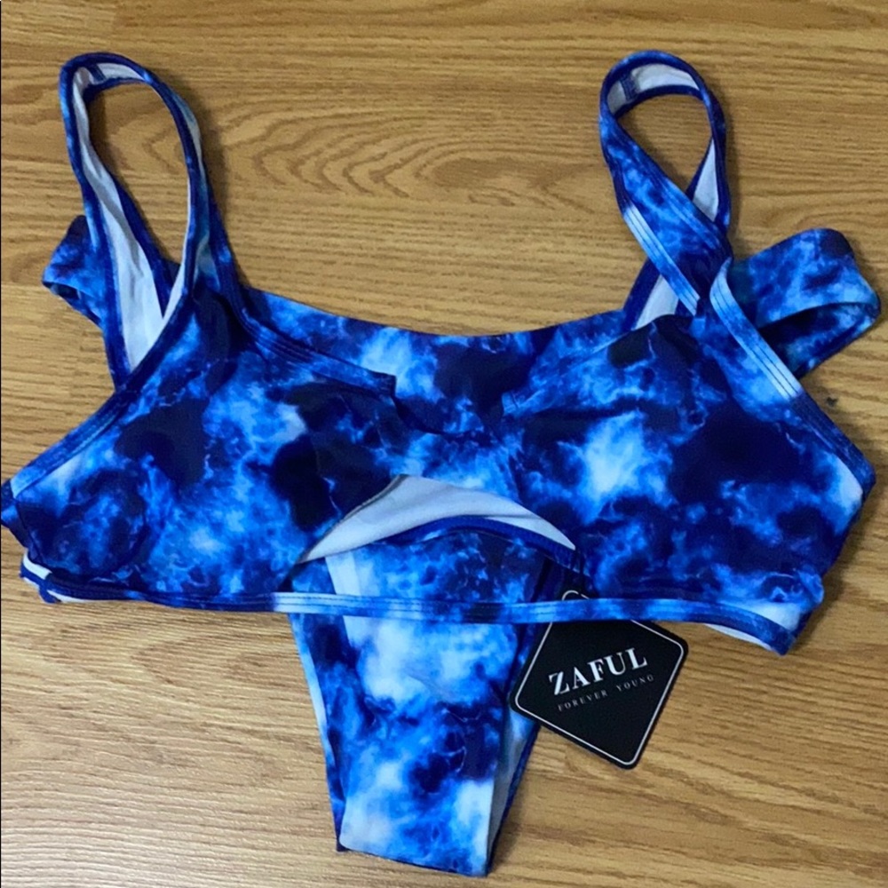 Blue tie dye bikini